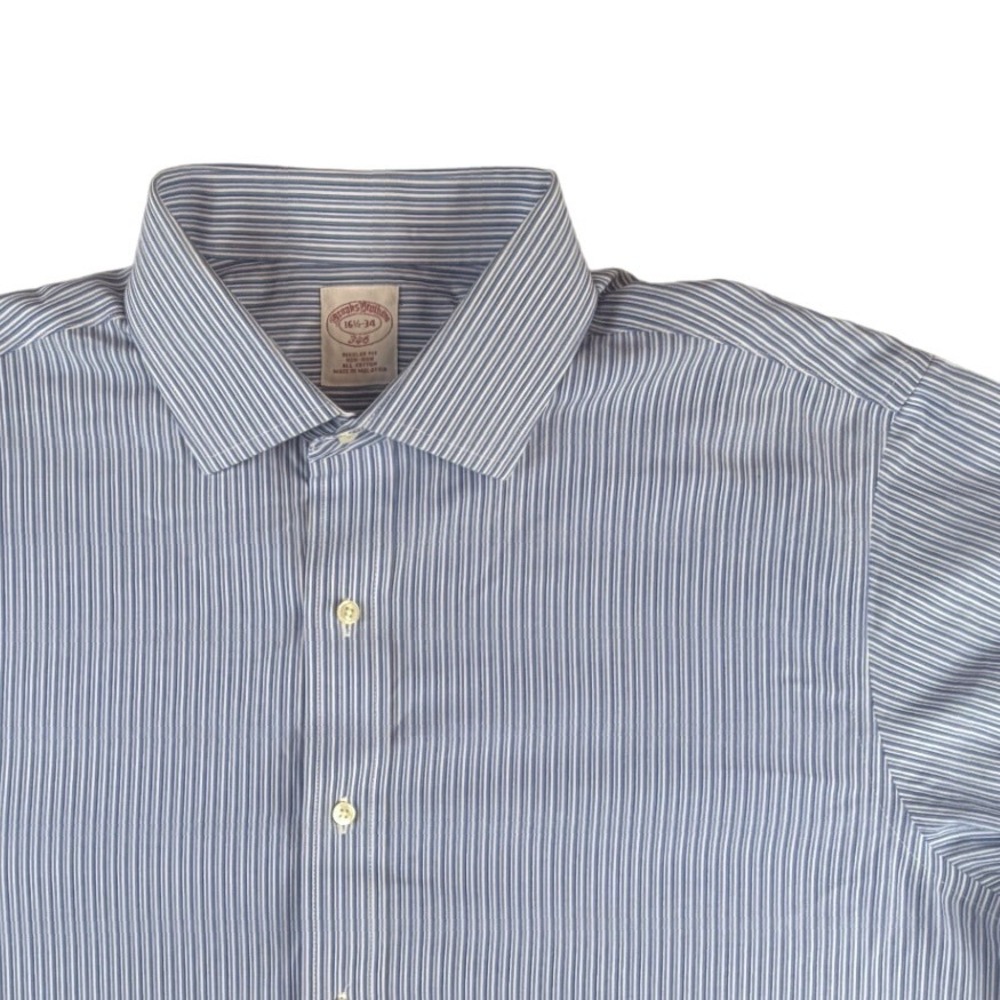 Brooks Brothers‎ 346 Mens 16.5 34 Regular Fit Non-Iron Striped French Cuff Shirt